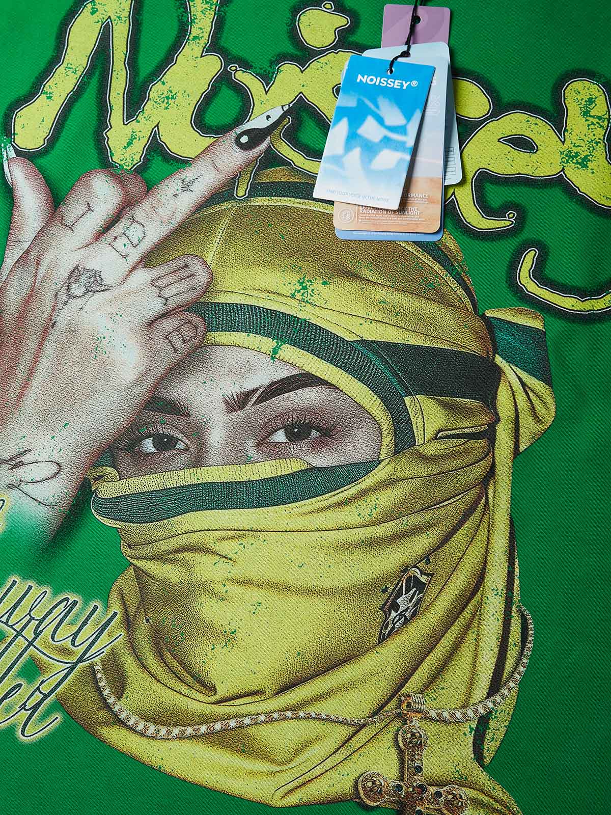 NOISSEY "God's Way" Masked Graphic Tee - Vibrant Street Green