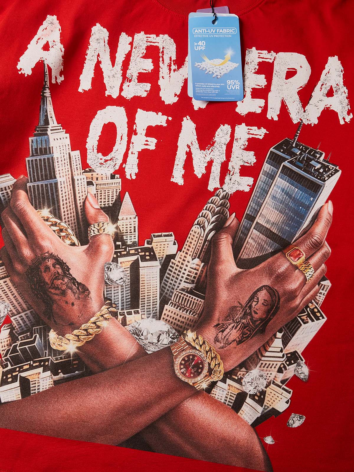 NOISSEY "A New Era Of Me" Double-Sleeve Graphic Sweatshirt - Crimson Red