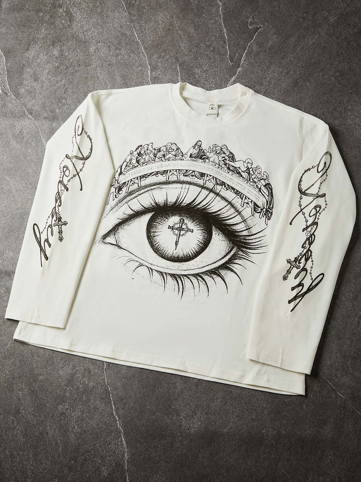 NOISSEY "The Last Supper" Eye Graphic Long Sleeve - Heavyweight White