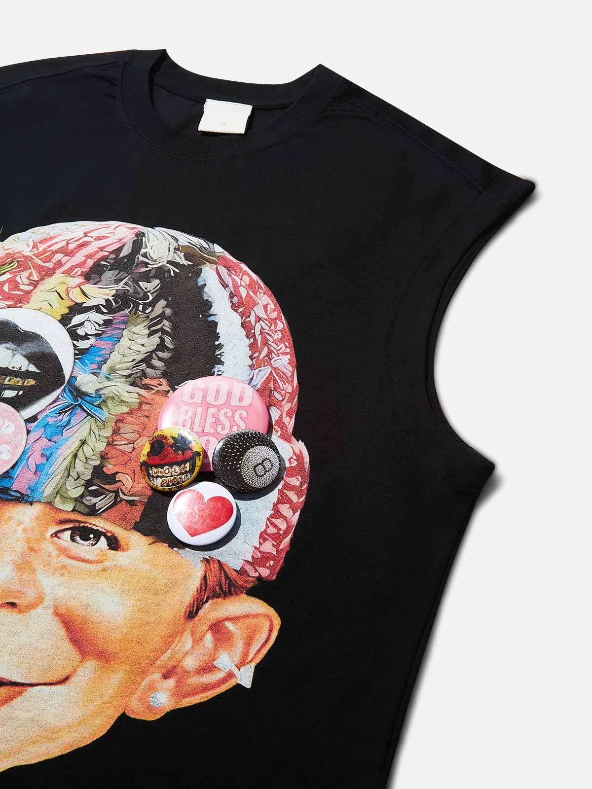 DIY Bad Boy with Knitted Cap Print Tank Top