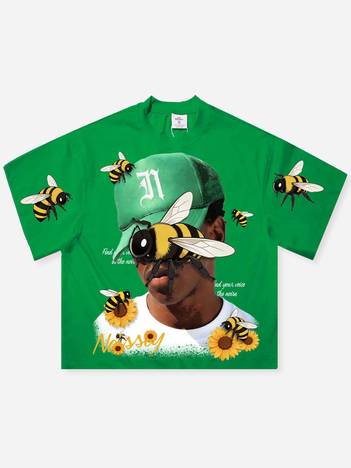 NOISSEY "Surrealist Bee" Green Tee - Boxy Graphic T-Shirt