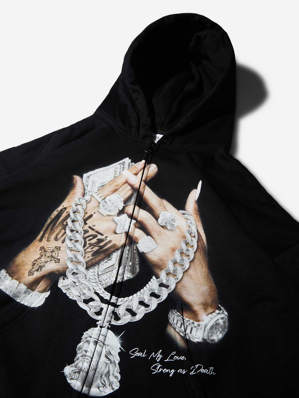 NOISSEY "Seal My Love" Jesus Piece Thermal Zip-Up Hoodie