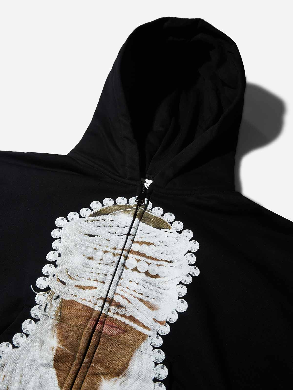 NOISSEY "Pearl Mask" DIY Zip-Up Hoodie (Includes 15 Pearl Pins)