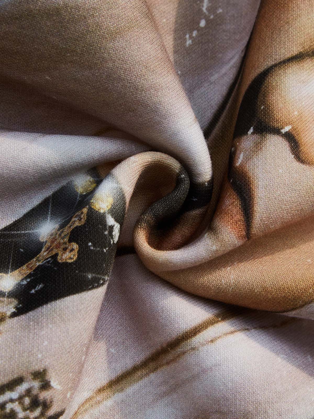 Tree Pattern Headscarf Madonna & Camo Layered Long Sleeve Tee