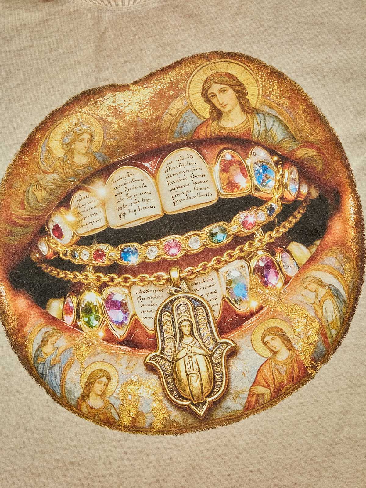 Medieval fresco grillz art print T-shirt