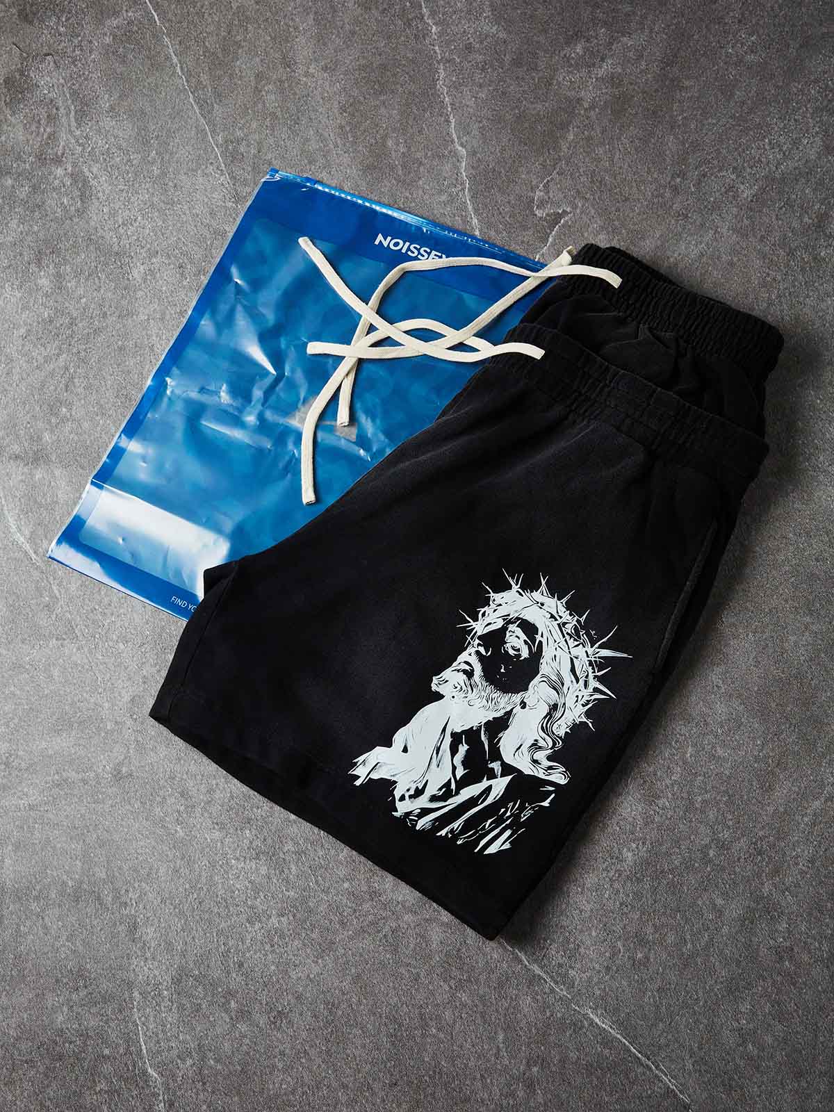 NOISSEY "GOD BLESS" RELIGIOUS JESUS PORTRAIT GRAPHIC SWEATPANTS