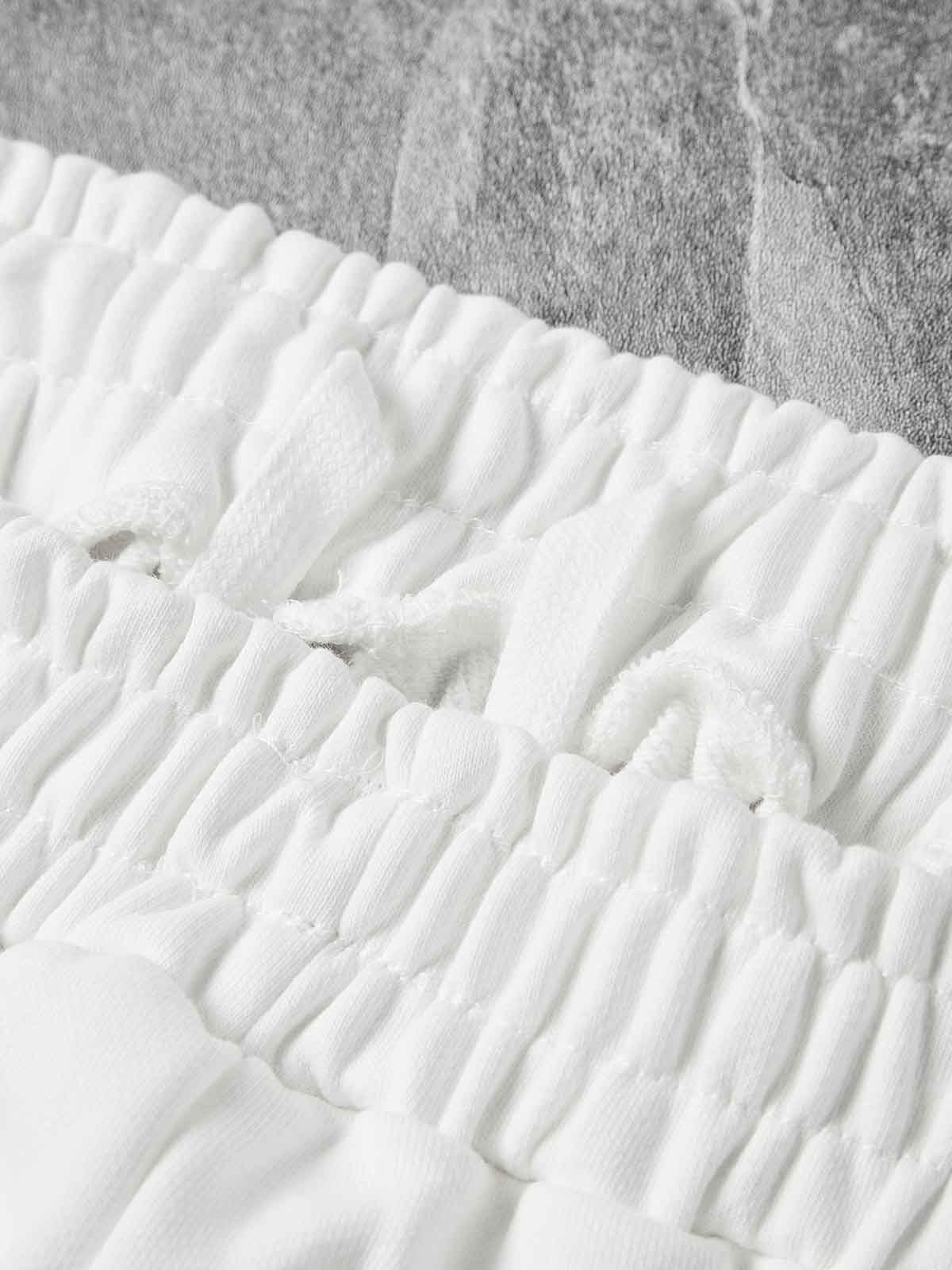 NOISSEY Sacred Redemption Religious Iconography Oversized Shorts - Arctic White