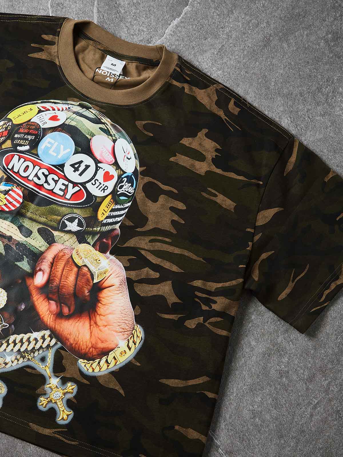 NOISSEY "PATCHWORK CAMO CAP" ARTISTIC OVERSIZED TEE
