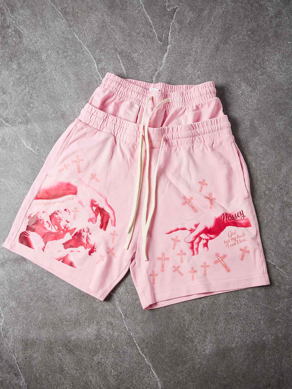 NOISSEY "GENESIS REBORN" VINTAGE DISTRESSED ART PRINT SWEAT SHORTS