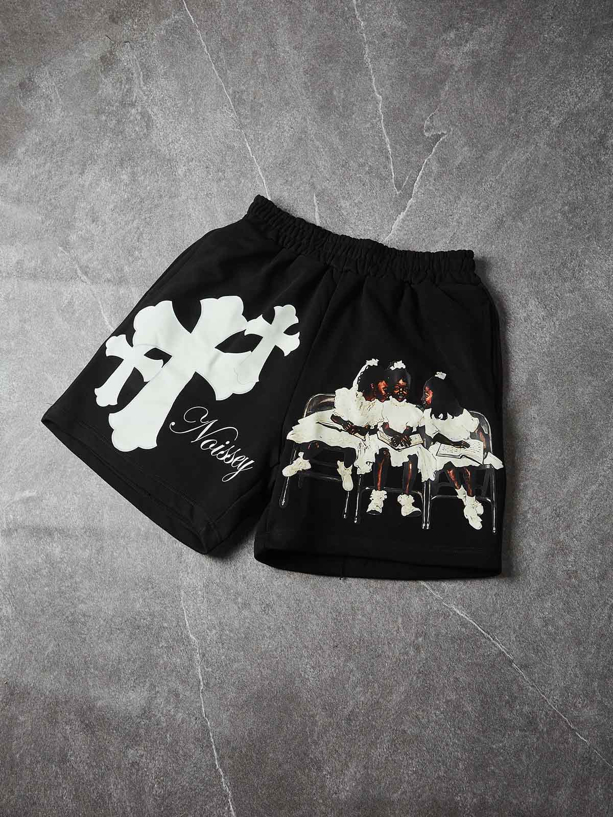 NOISSEY "SACRED INNOCENCE" TRIPLE-CROSS GRAPHIC SWEATPANTS