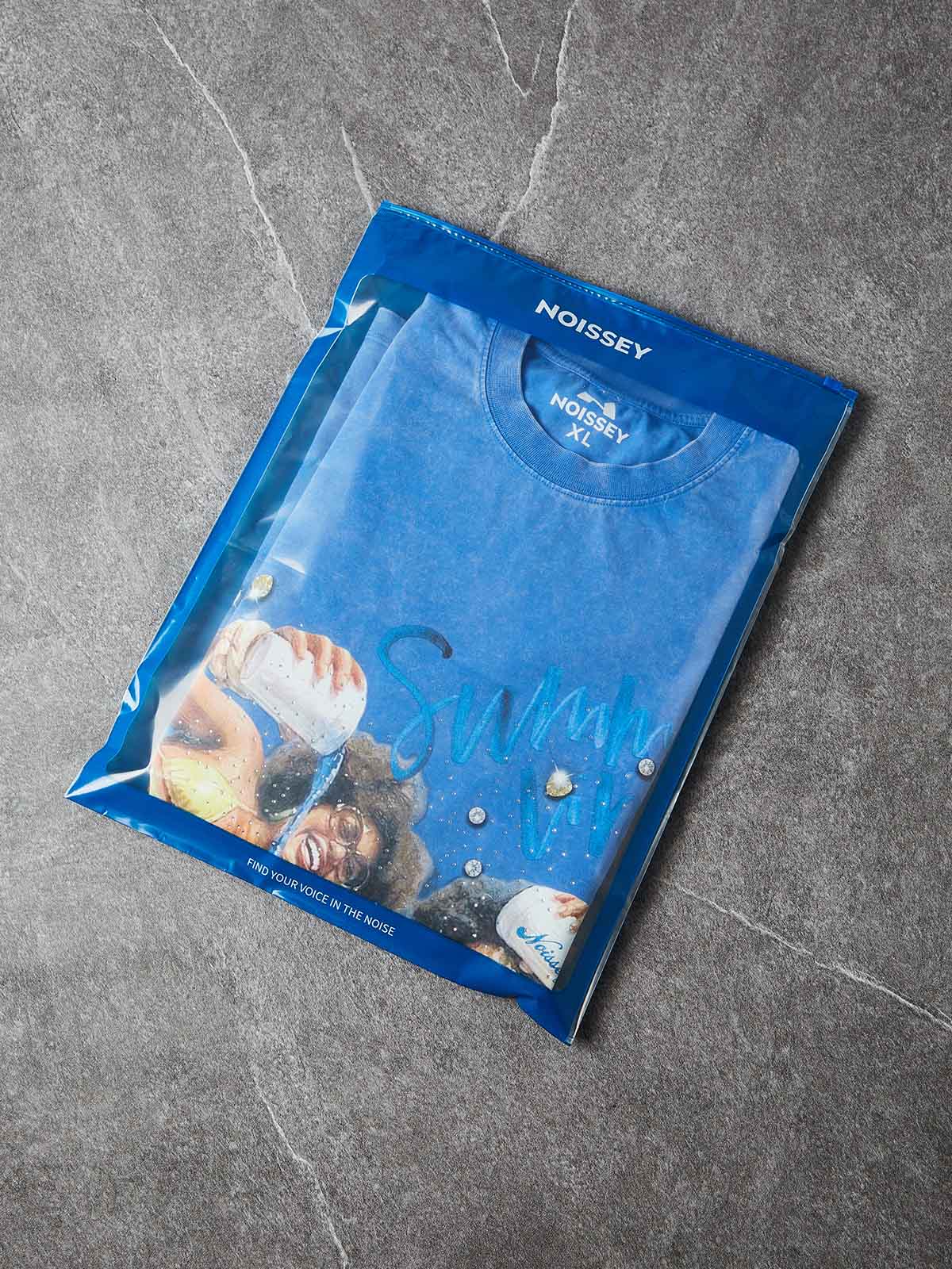 NOISSEY "Summer Vibes" Graphic Art Washed Distressed Rhinestone Heavyweight T-Shirt