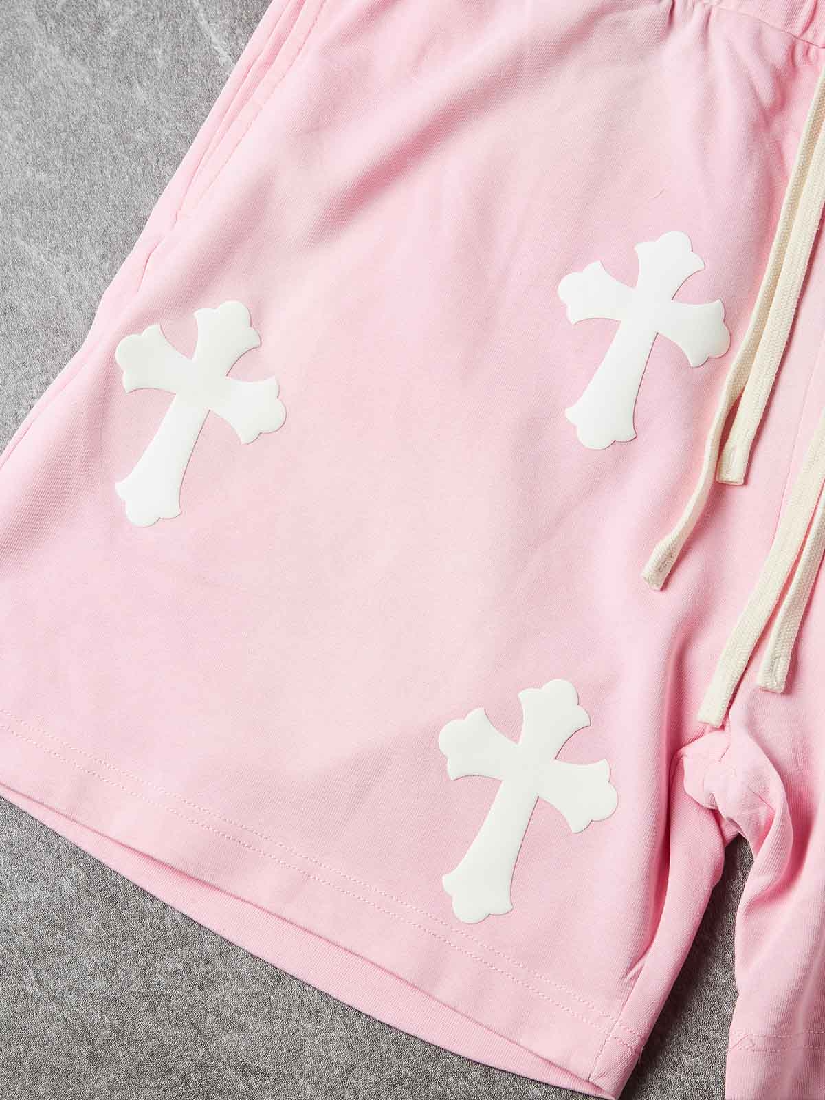 NOISSEY CHERRY BLOSSOM PINK WHITE CROSS CLUSTER GRAPHIC SHORTS