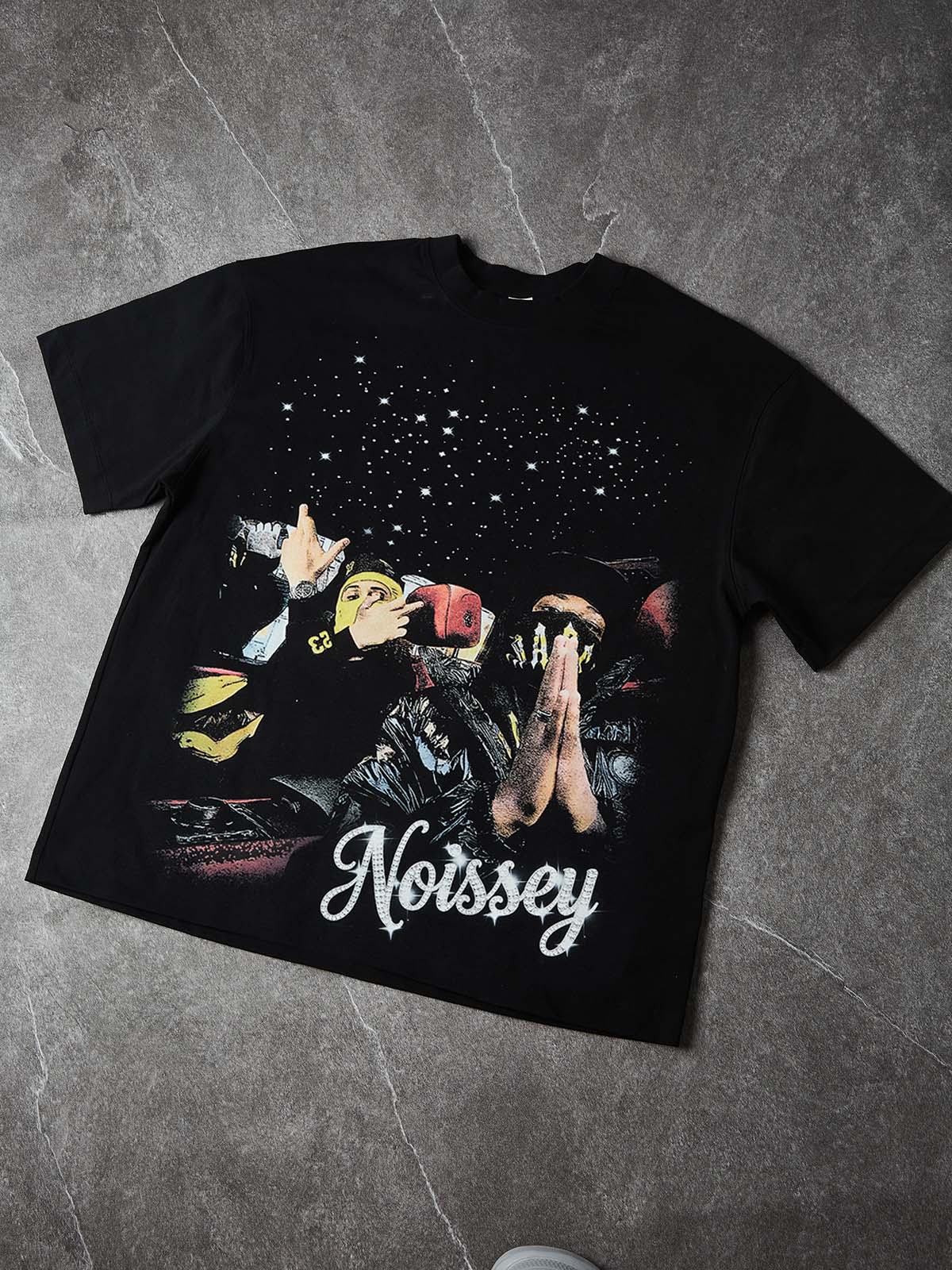 NOISSEY "Luxury Brotherhood" Rolls-Royce Starlight Graphic Heavyweight T-Shirt - Pitch Black 255G