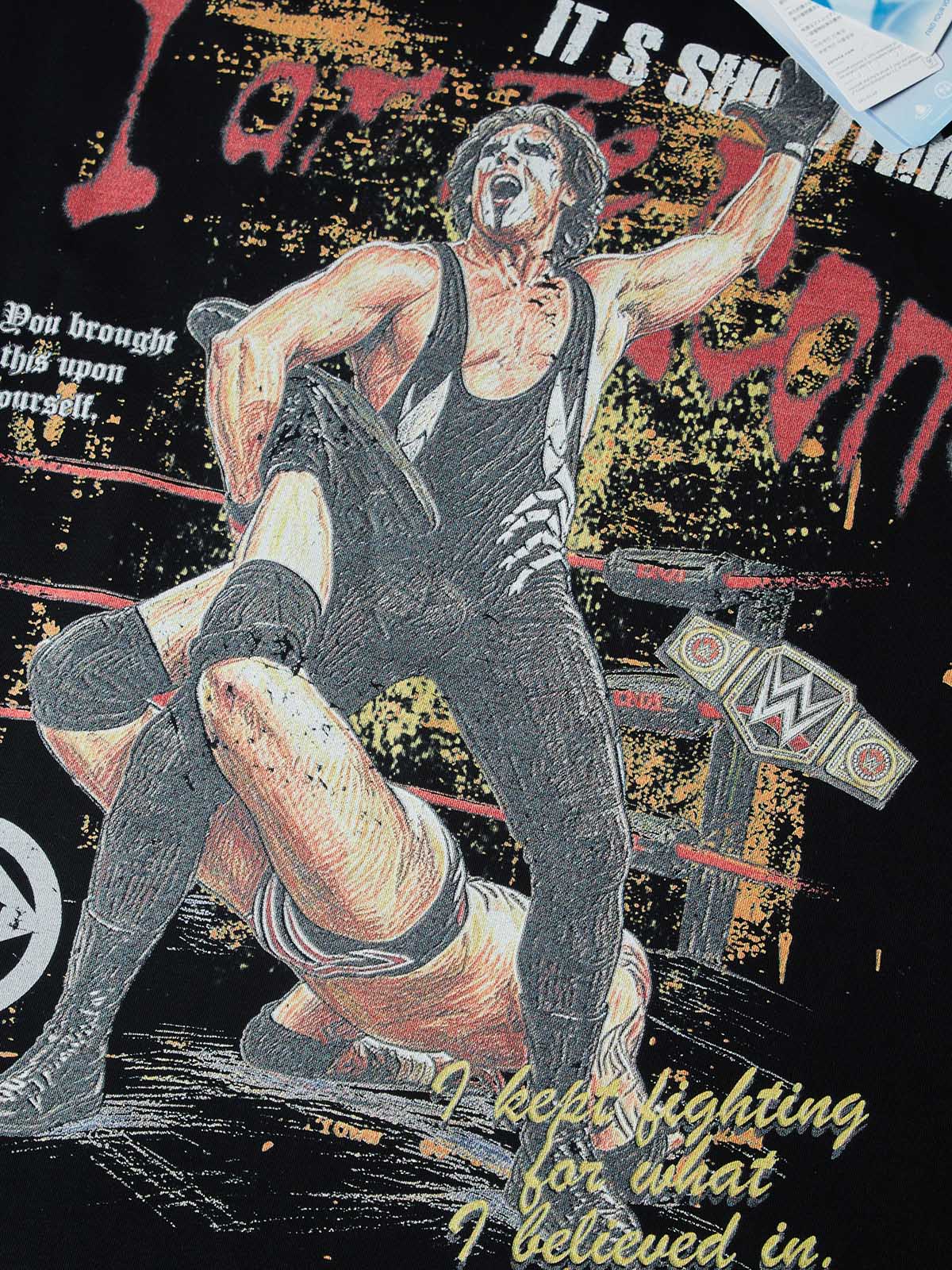 NOISSEY Wrestling Legend Vintage Portrait Muscle Tank Top - Onyx Black