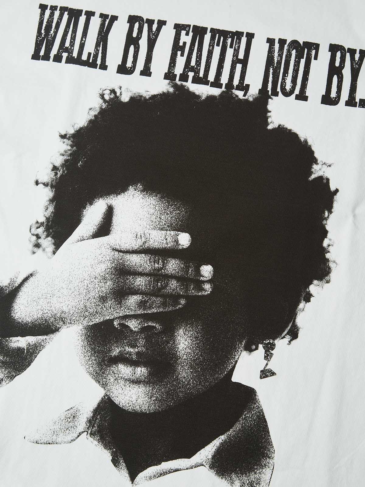 NOISSEY "Walk By Faith" Boxy Heavyweight Vintage Portrait Tee - Cloud White