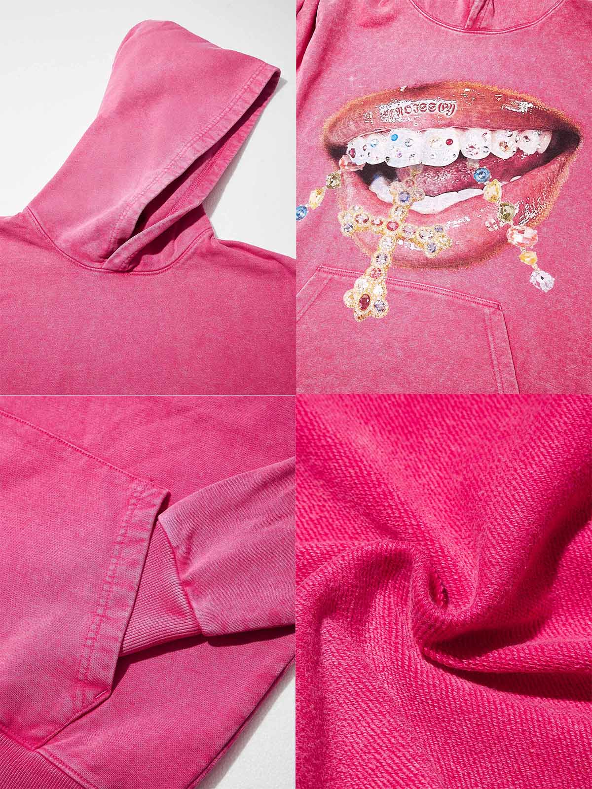 NOISSEY Vintage Wash "Diamond Cross Grillz" Heavyweight Hoodie (425g)