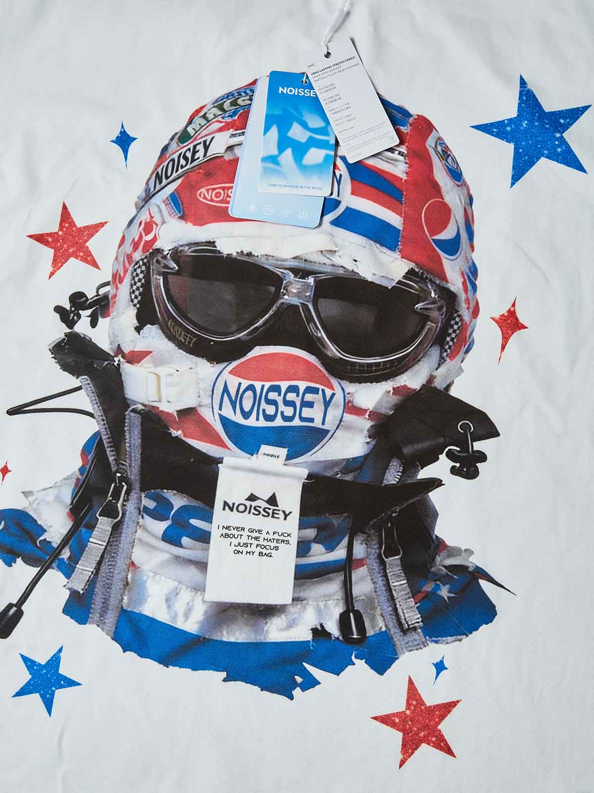 "STARLIGHT VOYAGER" RACING HELMET TEE – VINTAGE WHITE OVERSIZED STREETWEAR