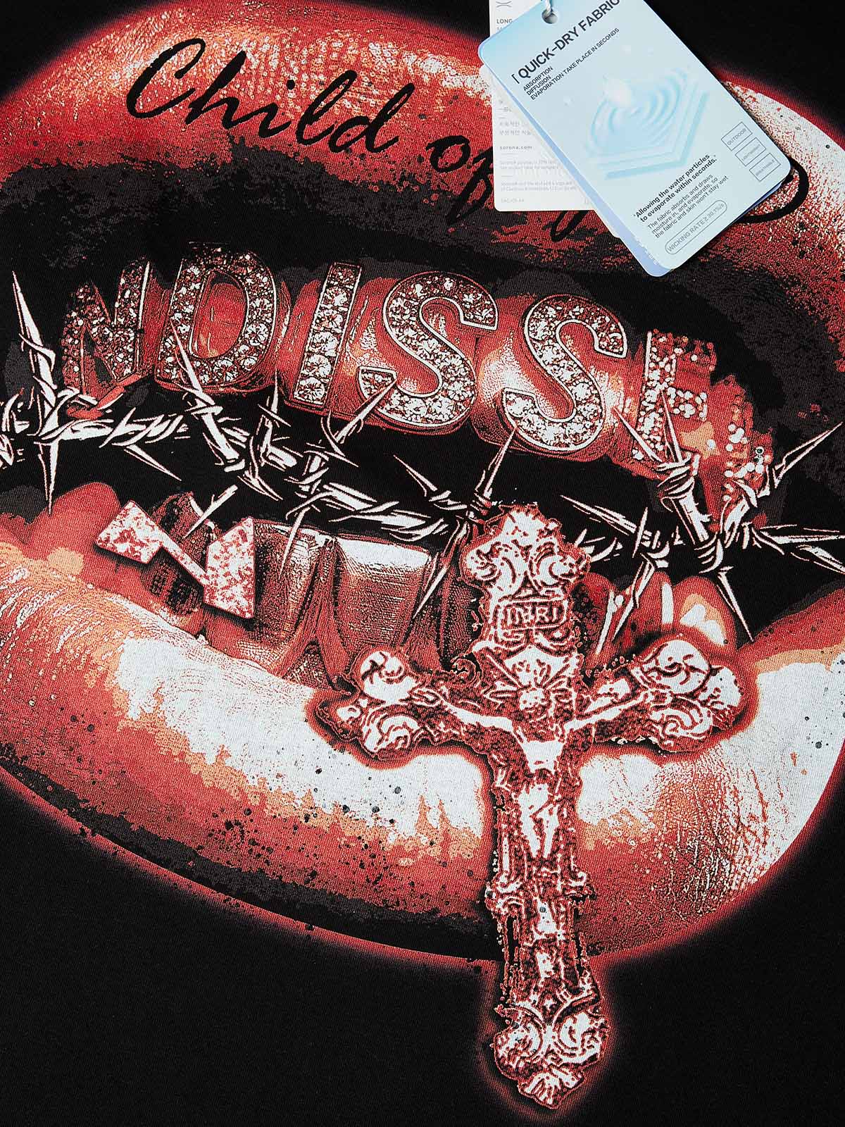 NOISSEY "CHILD OF GOD" GRILLS PRINT - RED LIPS OVERSIZED TEE