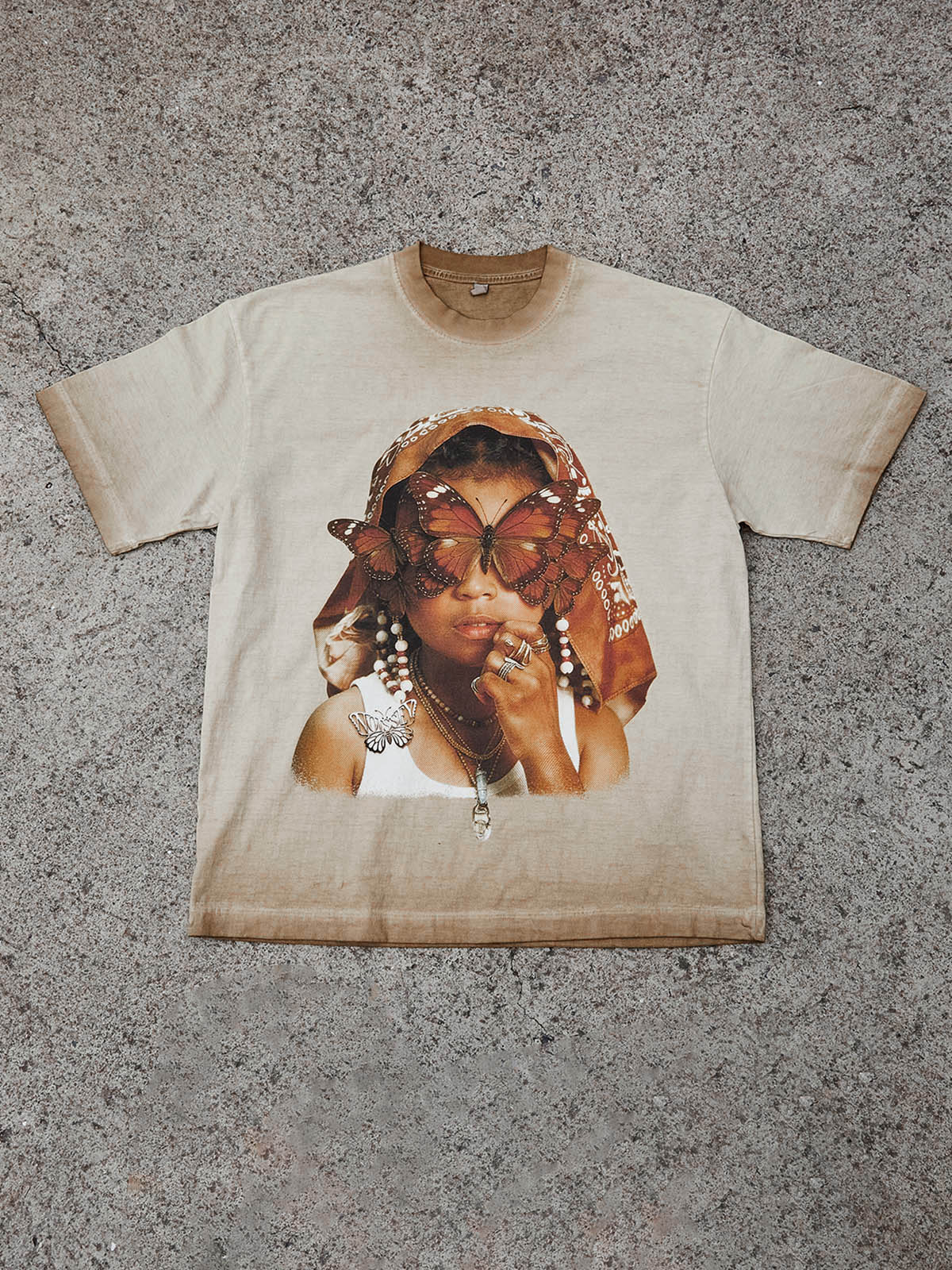 NOISSEY Vintage Wash "Paisley Bandana" Butterfly Portrait Tee