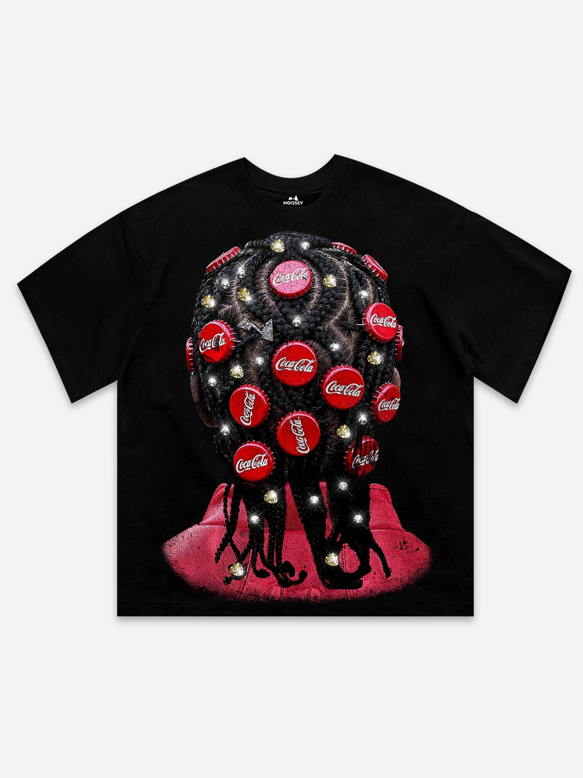 NOISSEY "BOTTLE CAP BRAIDS" POP ART - SHIMMERING OVERSIZED TEE
