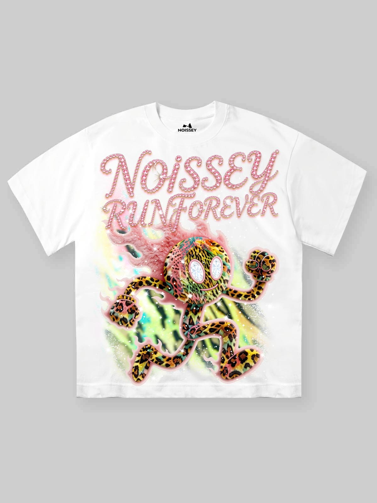 NOISSEY RUN FOREVER - LEOPARD FIREBALL PINK ICED OUT TEE