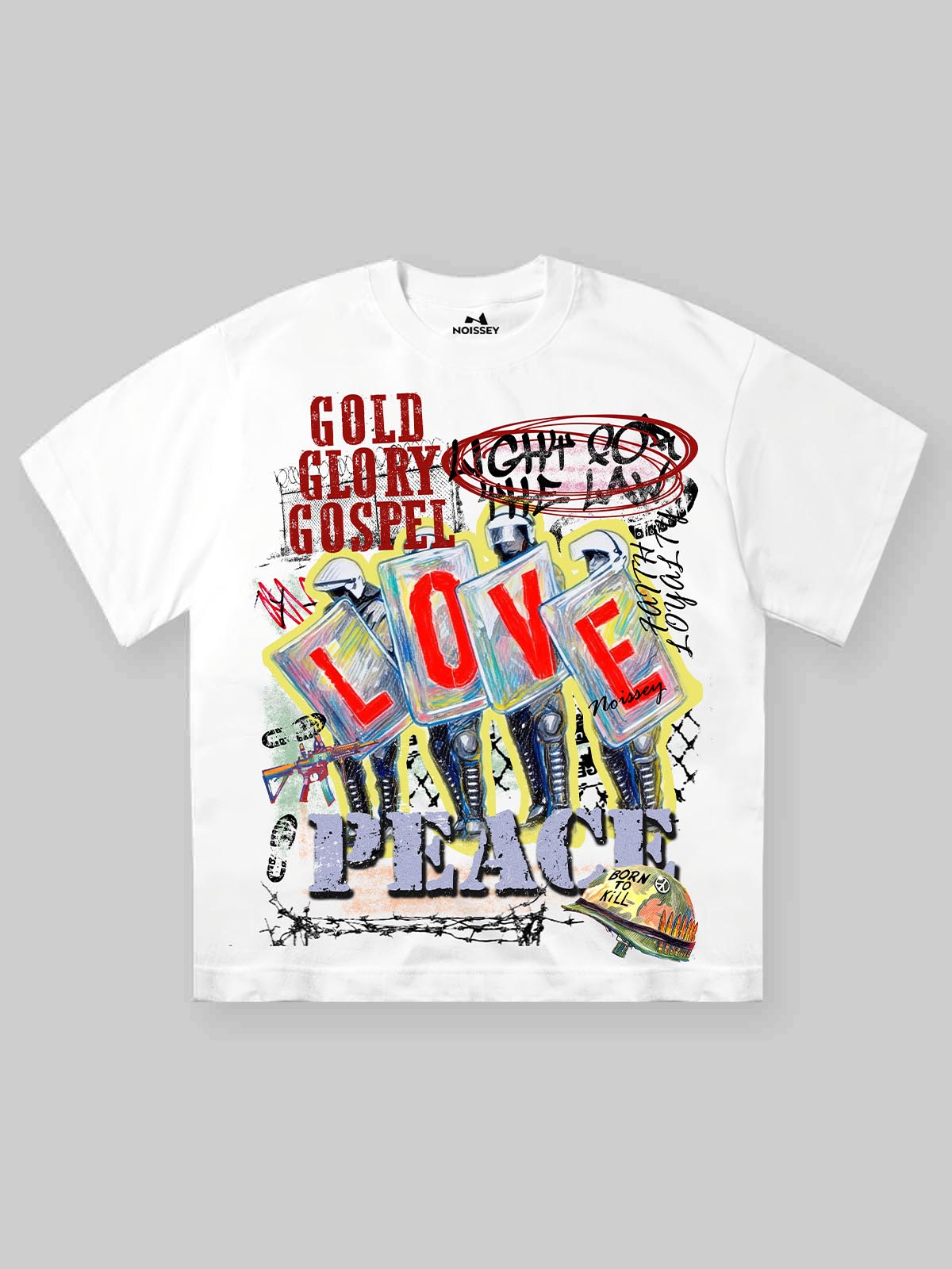 Noissey "LOVE & PEACE" Graffiti Statement Tee – Streetwear Graphic Art