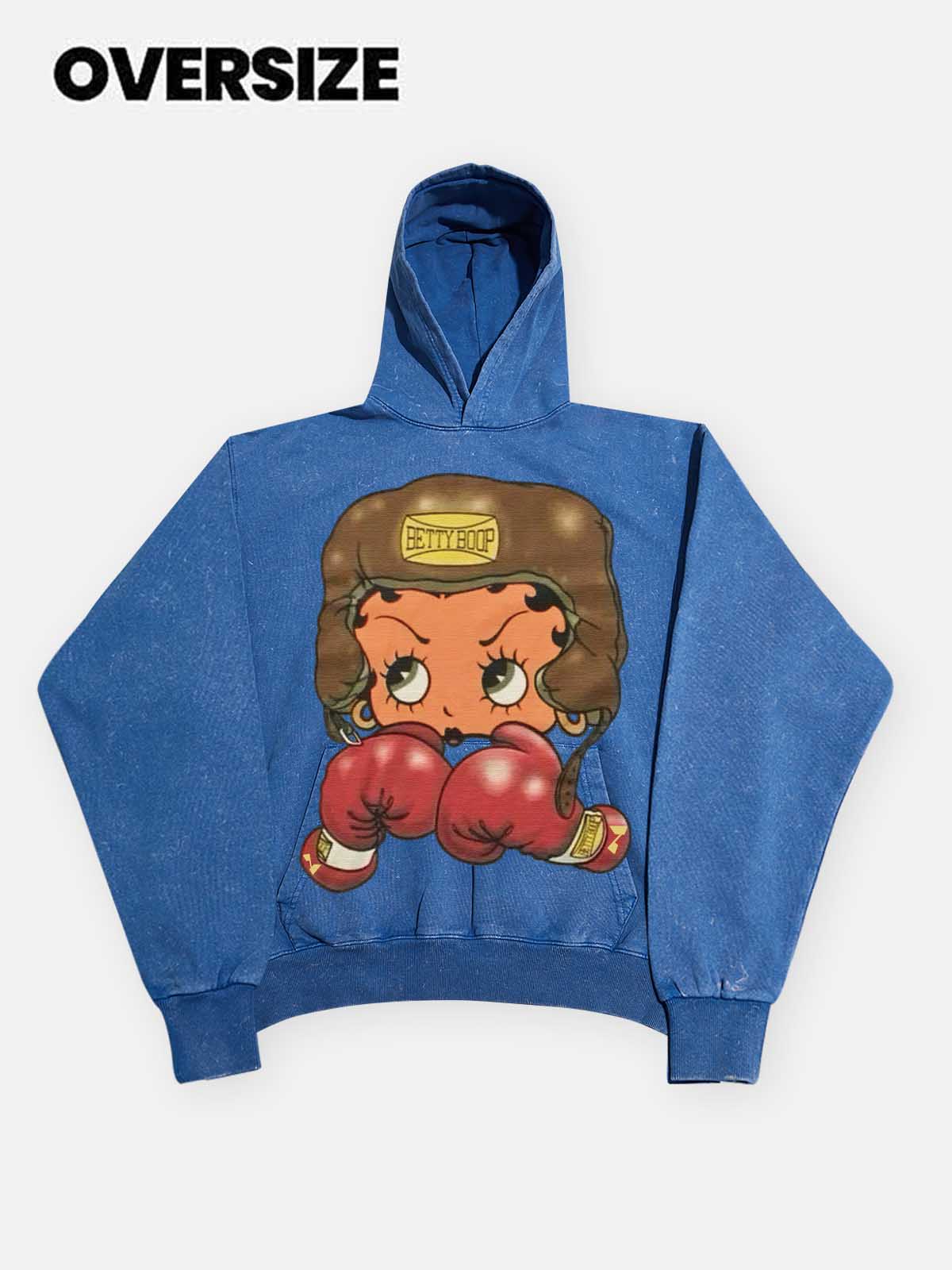 NOISSEY Heavyweight 425g "Boxing Girl" Vintage Wash Hoodie