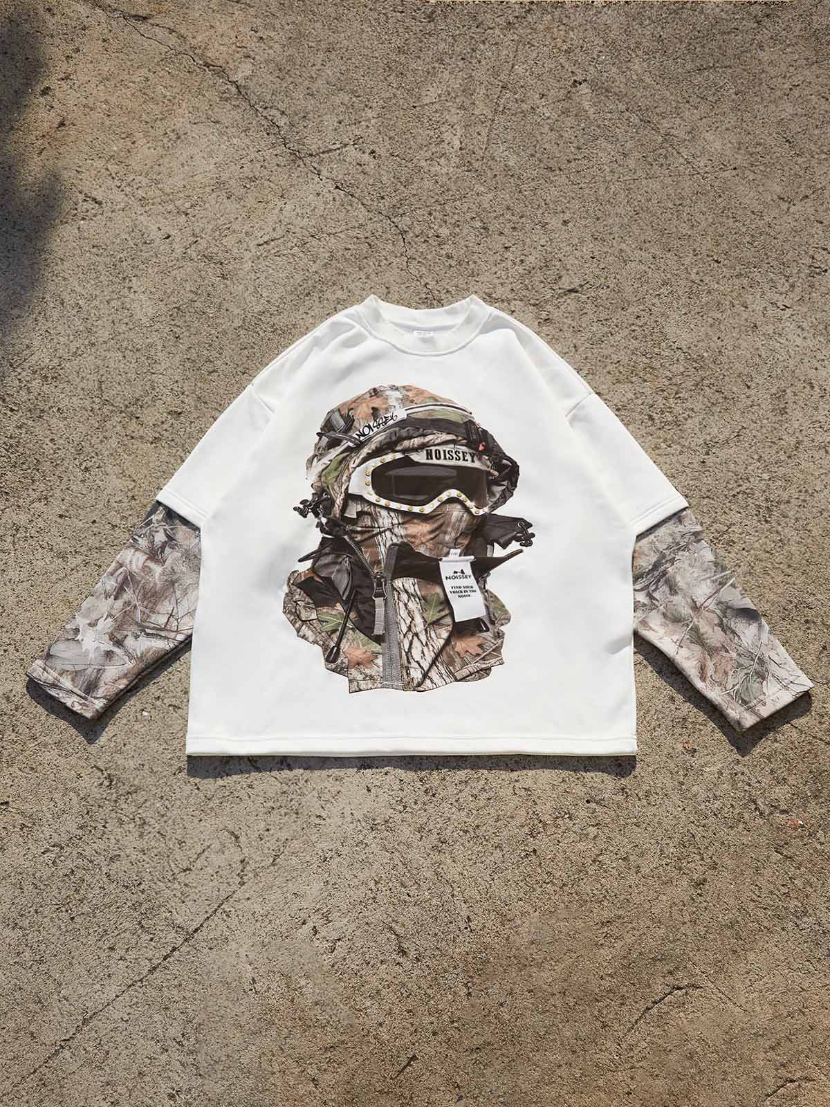 NOISSEY "Urban Stealth" Real Tree Balaclava Print Heavyweight Long Sleeve Shirt
