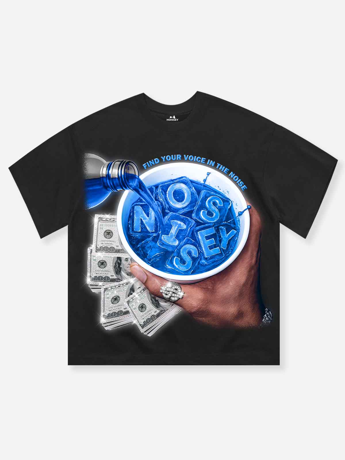 NOISSEY "Cheers to Money" Blue Soup Heavyweight Boxy Tee | Find Your Voice