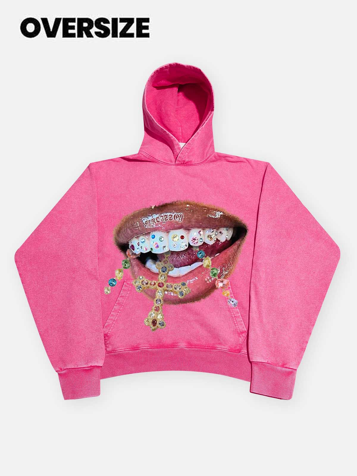 NOISSEY Vintage Wash "Diamond Cross Grillz" Heavyweight Hoodie (425g)
