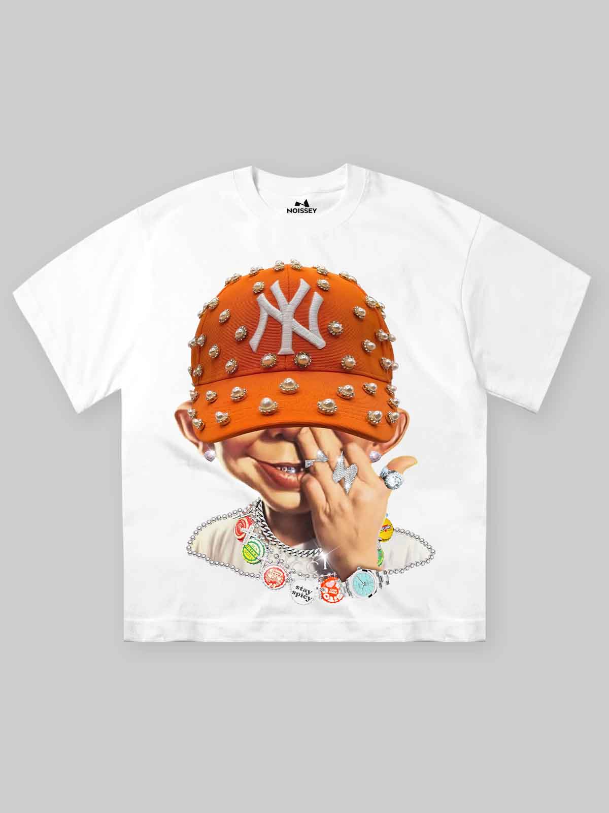 NOISSEY "Bad Boy" Orange Pearl Hat Cooling Boxy Tee