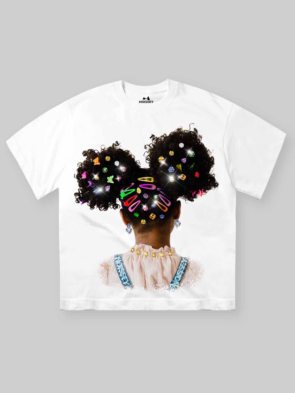 NOISSEY "Afro Puffs" Rhinestone Hairpin Heavyweight Tee (As Seen on Matlock)
