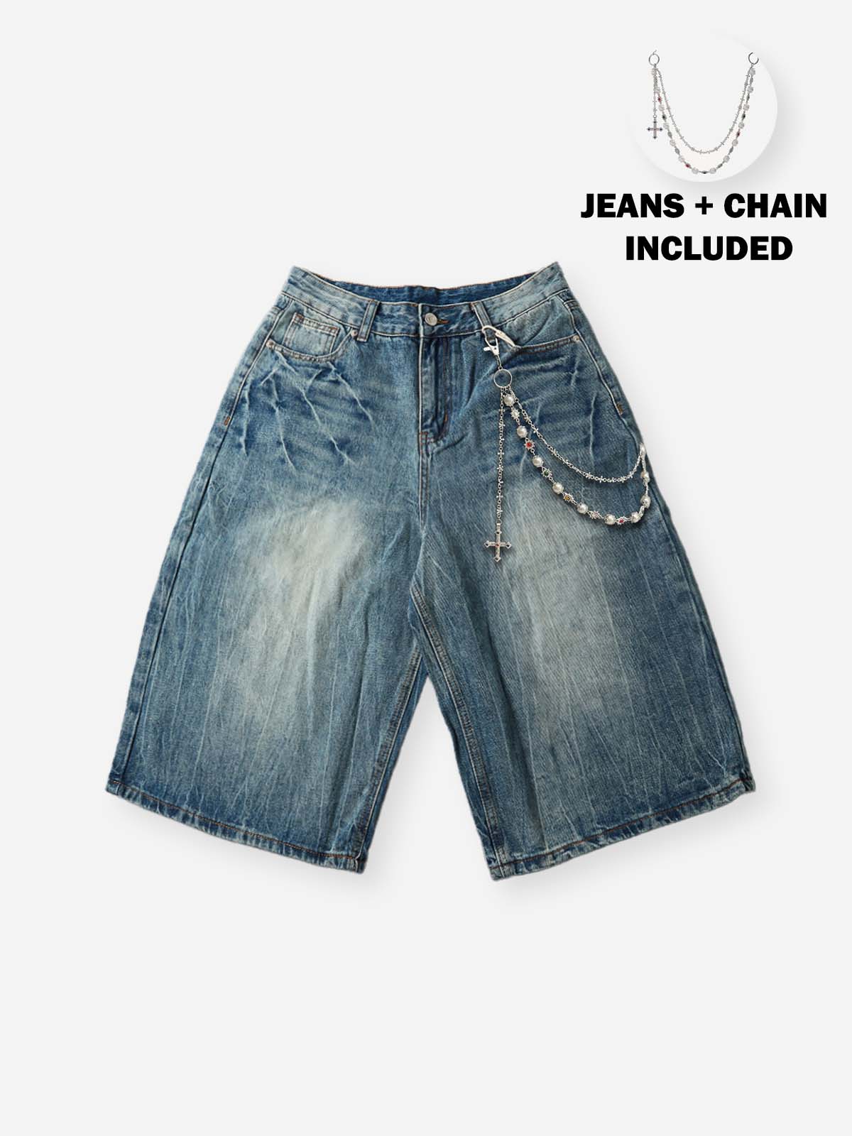 NOISSEY Archival Washed Denim Shorts — Chain Edition