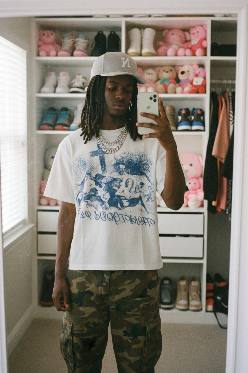 Cyanotype-Style Art Print Boxy oversized T-shirt