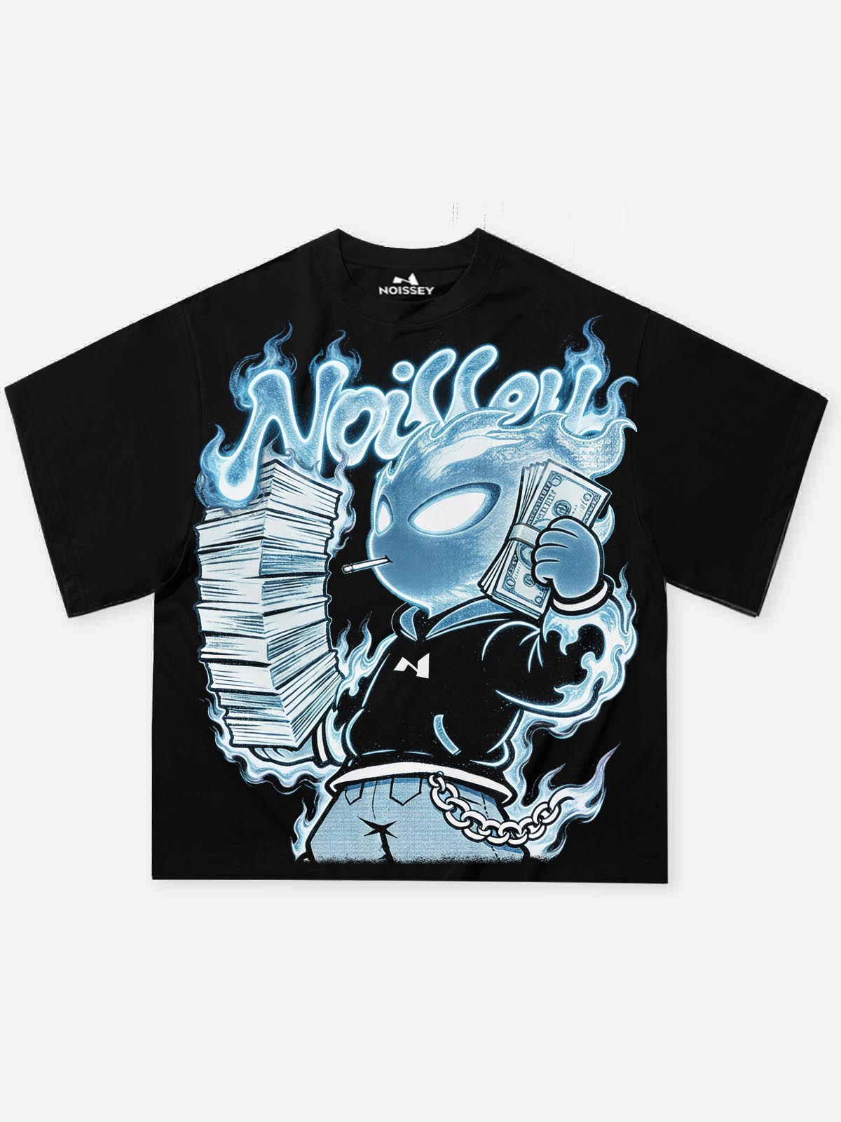 NOISSEY "Money Flame Boy" Boxy Heavyweight Art Tee - Black