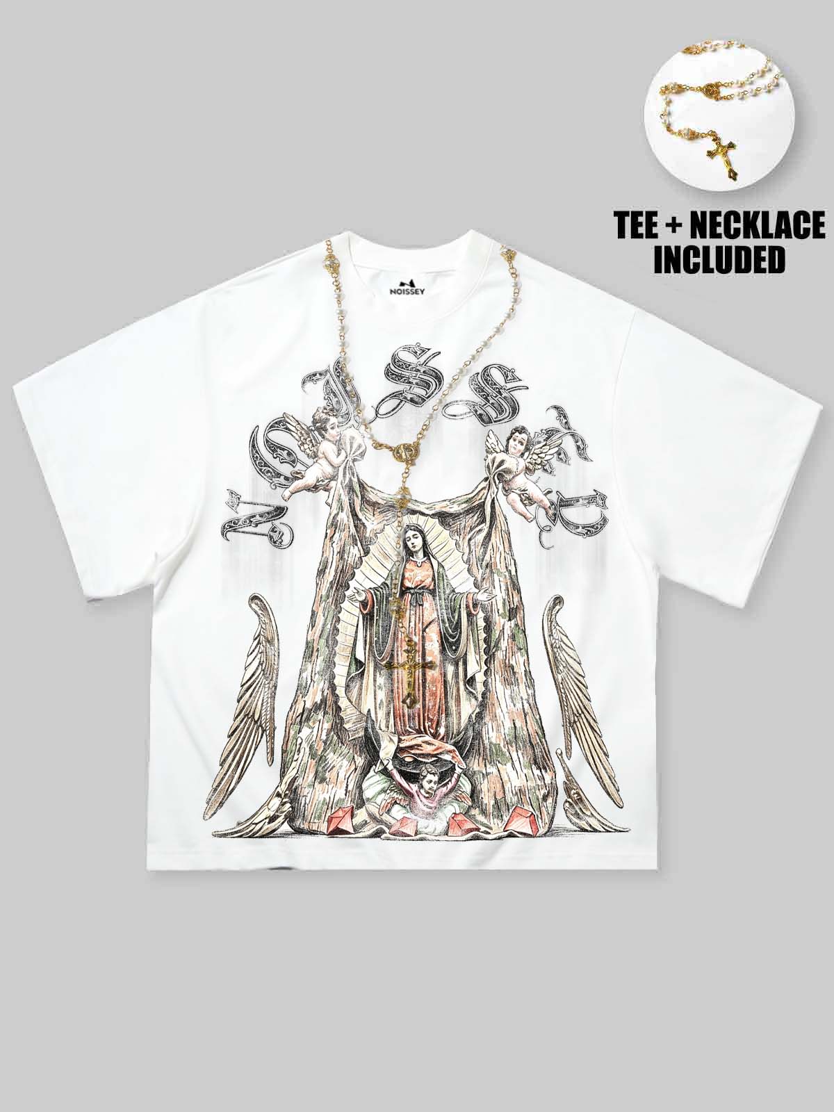 NOISSEY "Virgin Mary & Cherubs" Graphic Tee - Heavyweight Studio White