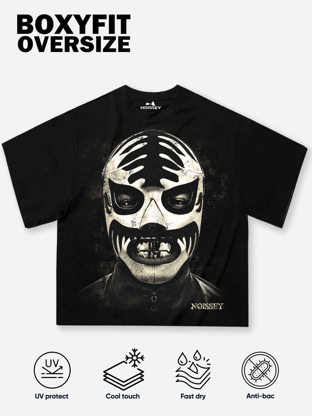 NOISSEY "The Masked Soul" Luchador Mask & Grillz Graphic Distressed T-Shirt