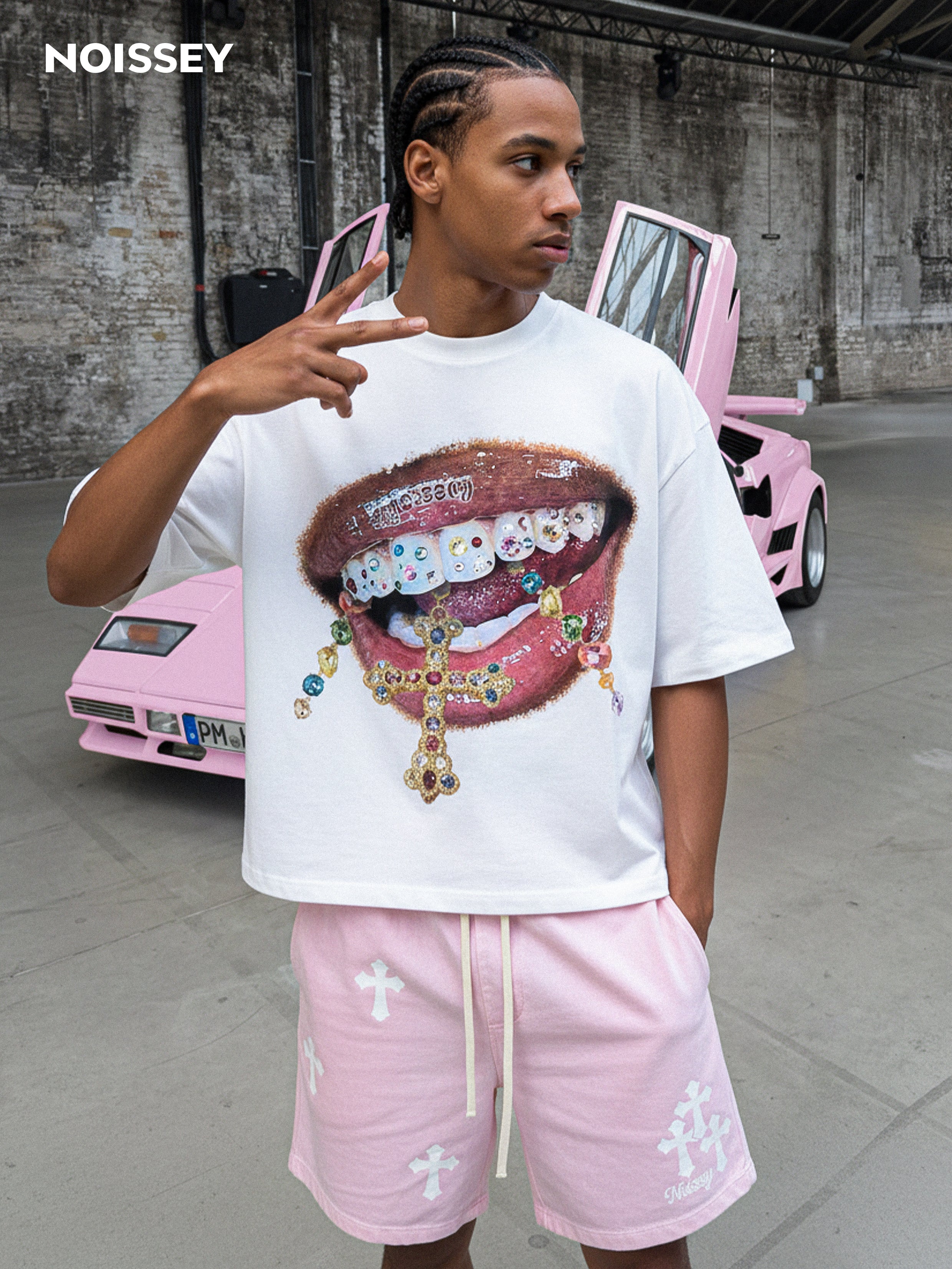NOISSEY Diamond Cross Grillz" Boxy Oversized Heavyweight Cooling Tee