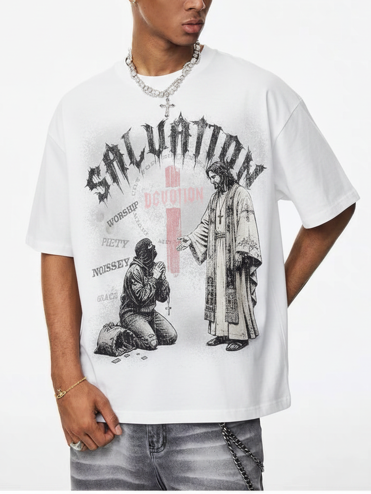 NOISSEY "Salvation & Devotion" Graphic Tee - Heavyweight Studio White