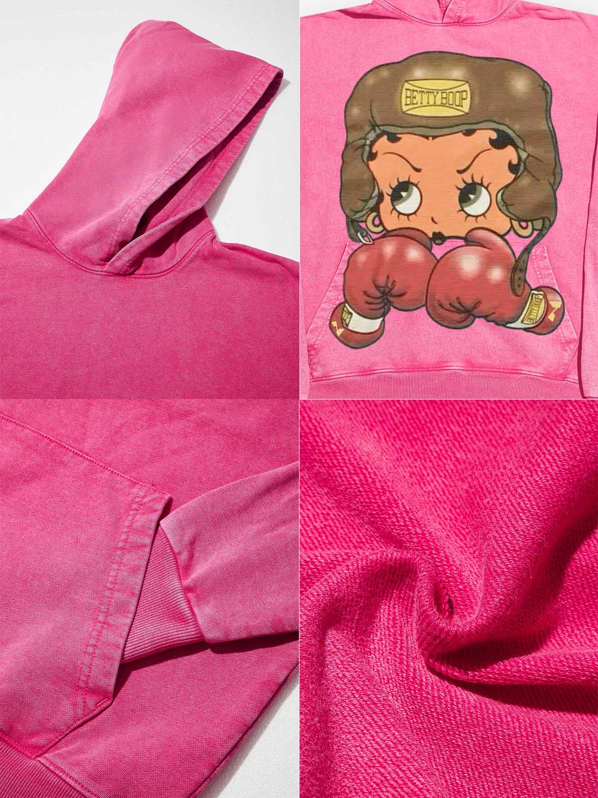 NOISSEY Heavyweight 425g "Boxing Girl" Vintage Wash Hoodie