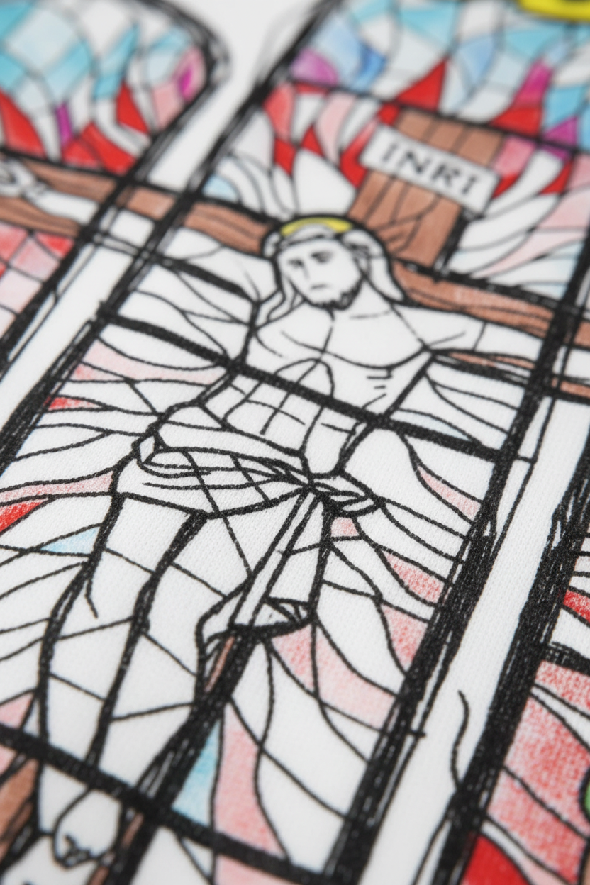 NOISSEY "Sacred Window" Hand-Drawn Stained Glass Religion Long Sleeve