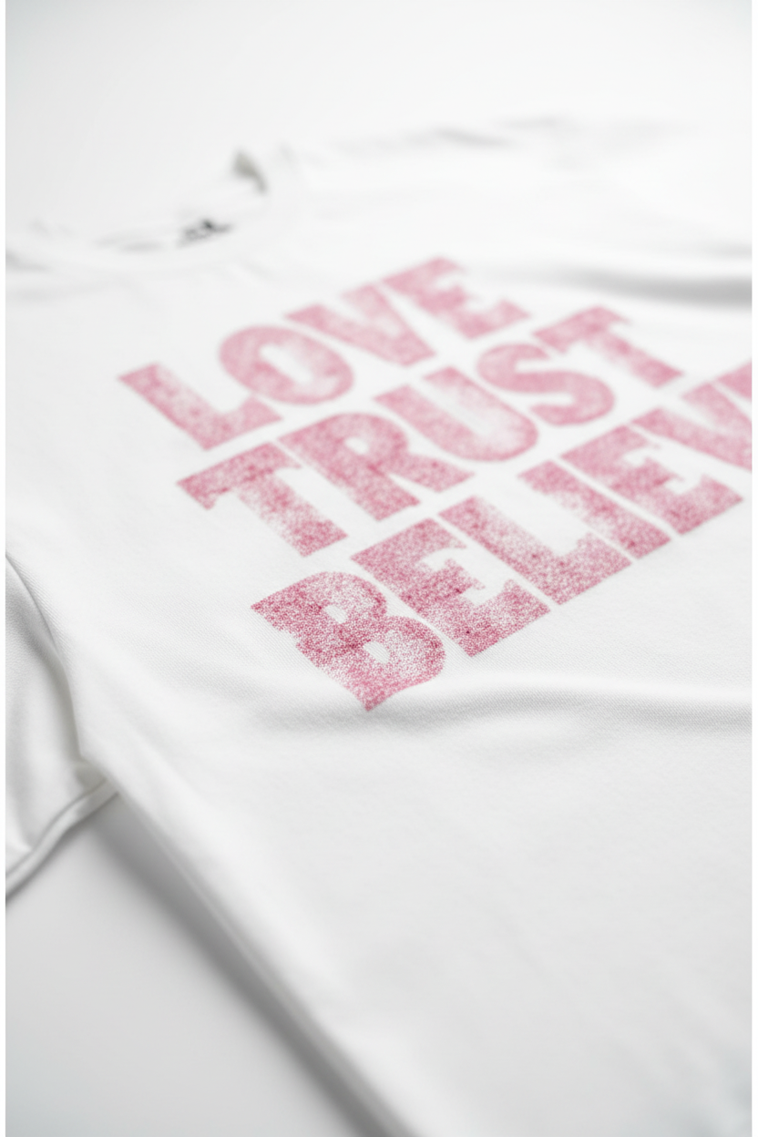 NOISSEY "Lace Romance" Tactile Flower Texture LOVE TRUST BELIEVE Oversized Tee