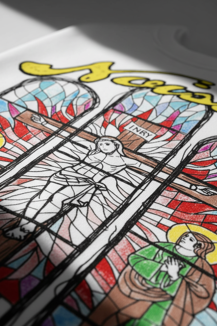 NOISSEY "Sacred Window" Hand-Drawn Stained Glass Religion Long Sleeve