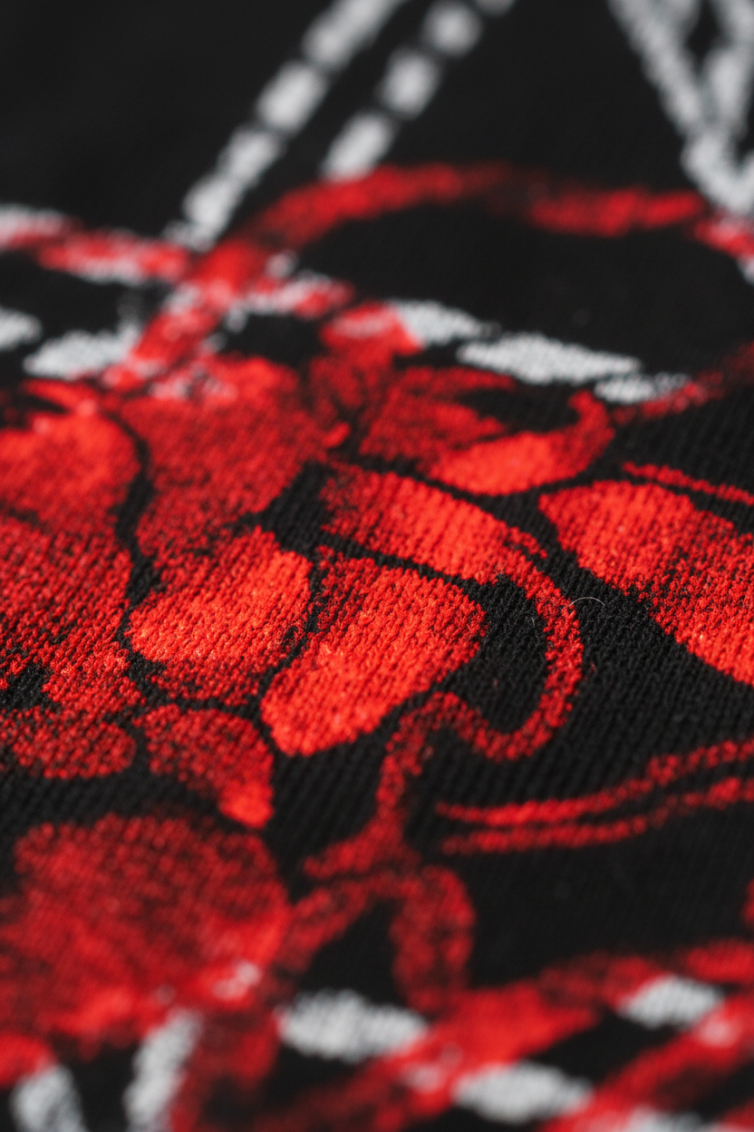 NOISSEY "Chrono Geometry" Overlapping Crimson Outlined Horse Geometric Oversized Tee