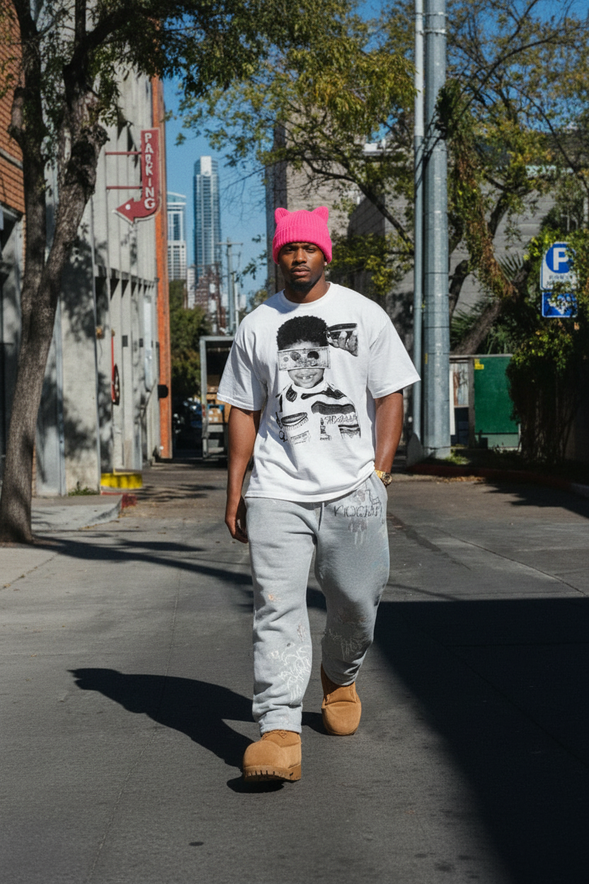 "Memorable Moments" Character Printed Boxy Oversized T-shirt