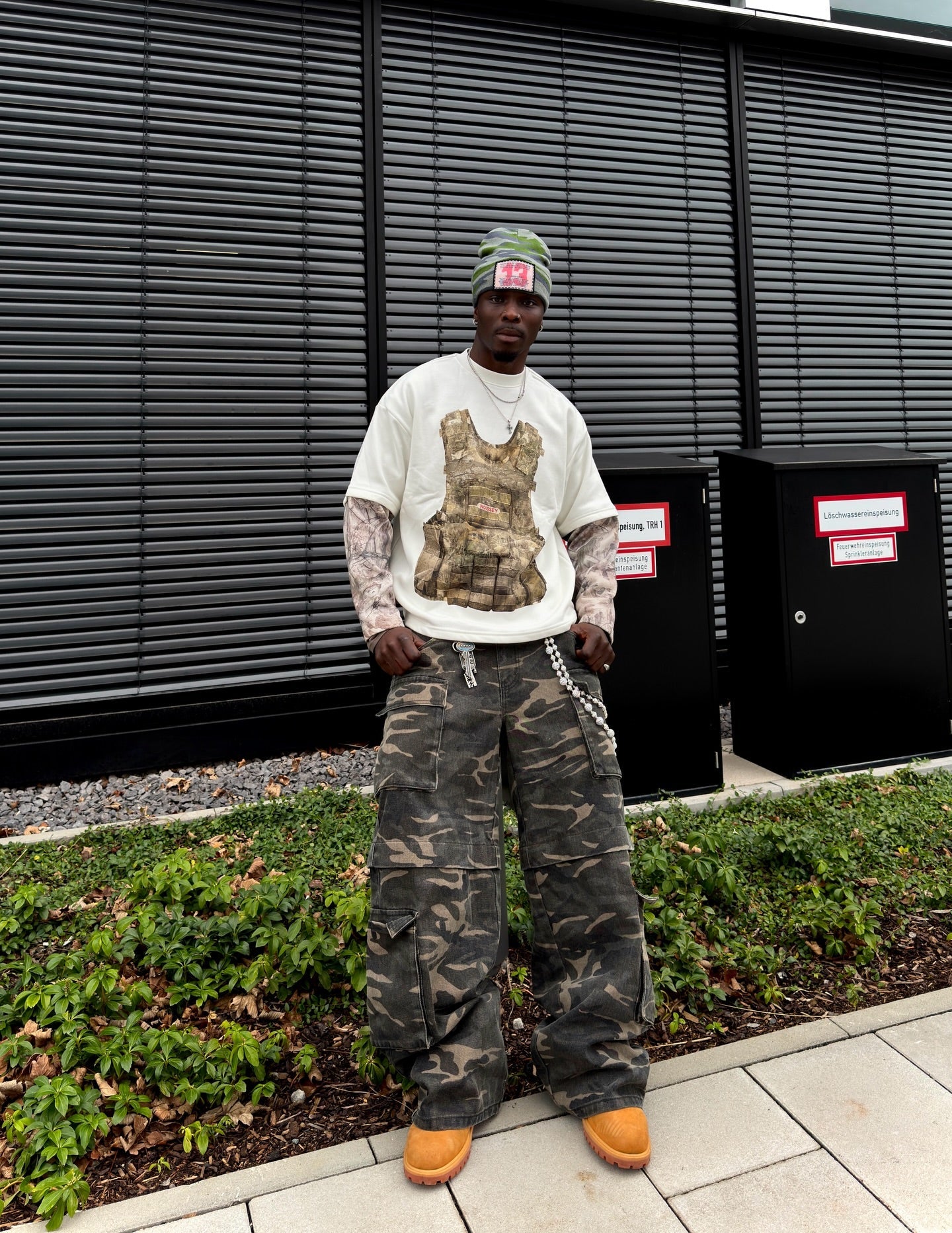 Real tree Bulletproof Vest Print Tree-Pattern Long Sleeve
