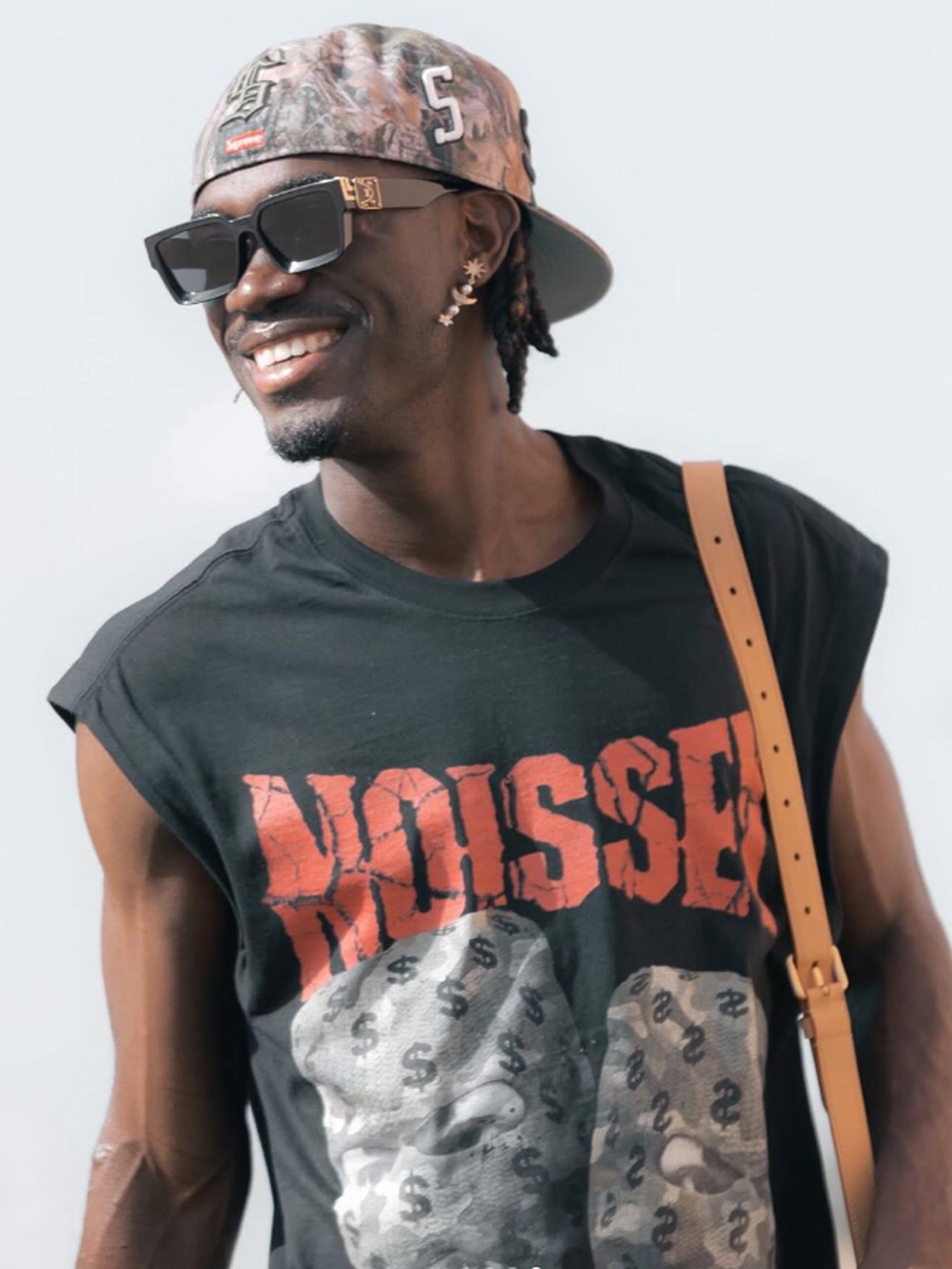 NOISSEY Camo Double Head Mask Print Tank Top