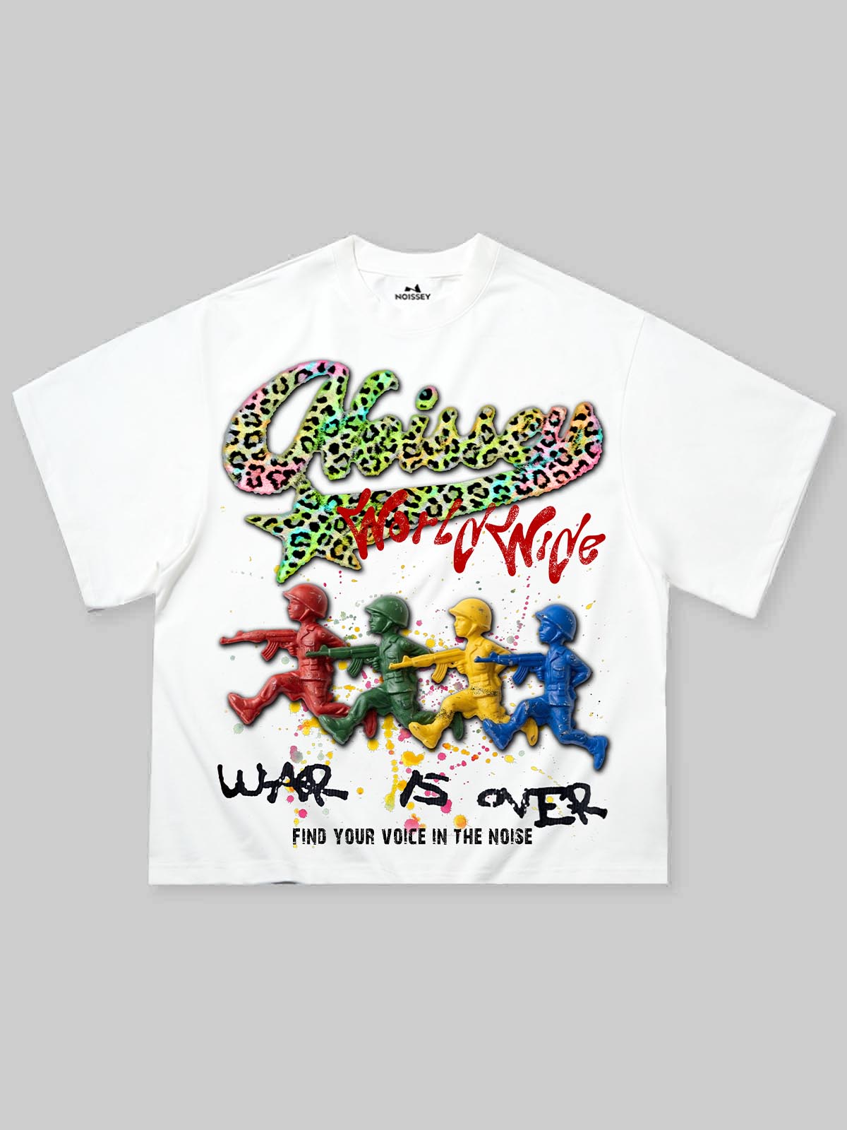 NOISSEY "WAR IS OVER" LEOPARD SOLDIERS ART OVERSIZED T-SHIRT