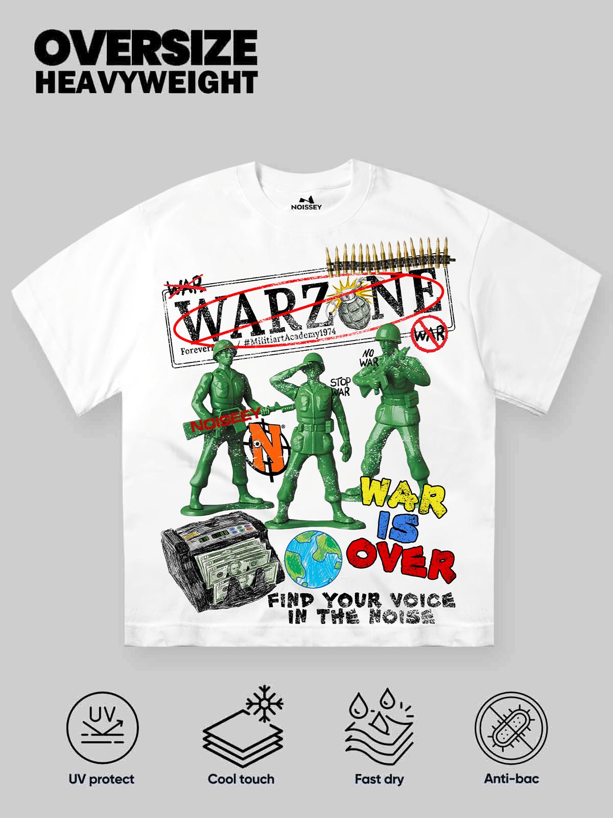 NOISSEY "WAR IS OVER" Graphic Graffiti Collage Art Oversized T-Shirt