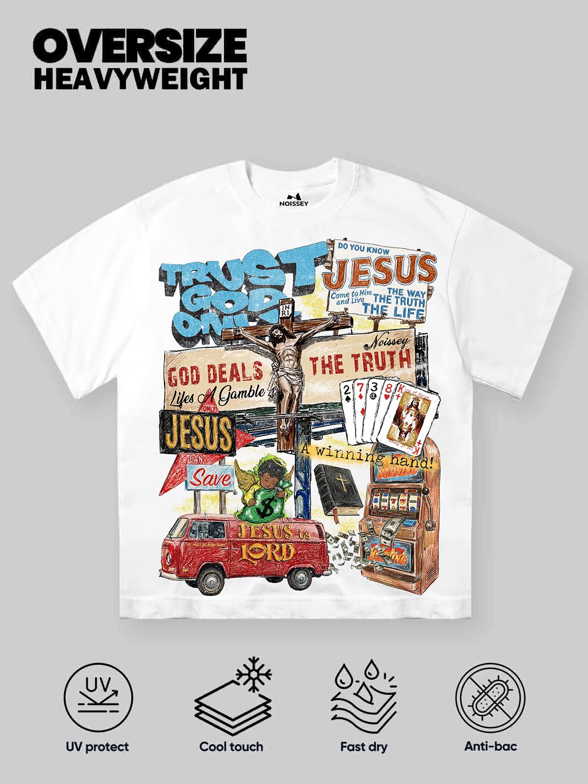 NOISSEY "God Deals The Truth" Spiritual Graffiti Art Heavyweight Oversized T-Shirt